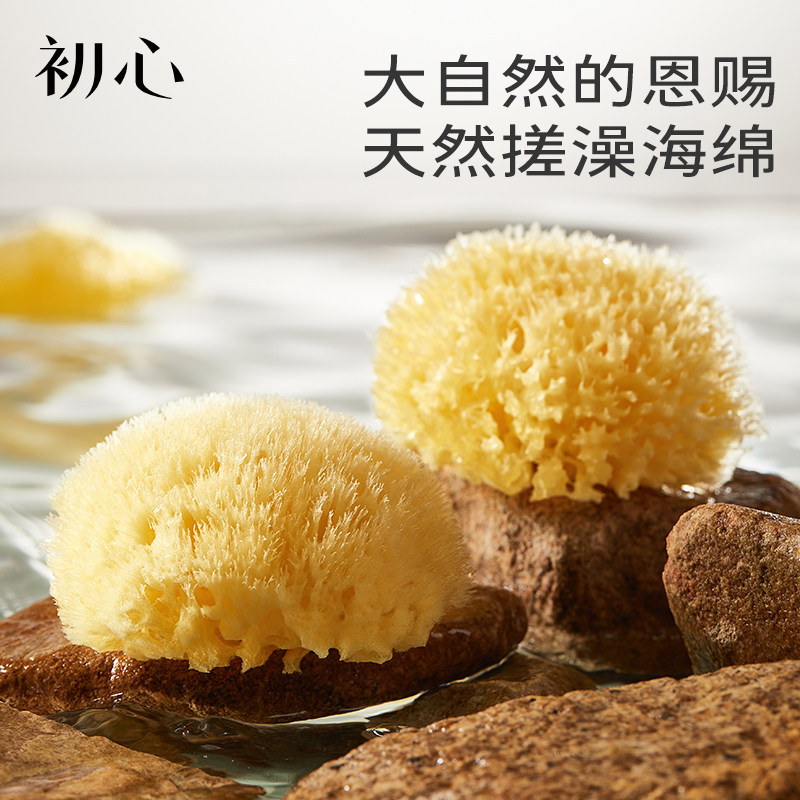 初心天然海绵沐浴球家用洗澡刷儿童宝宝搓澡海绵蜂窝洗脸搓泥神器