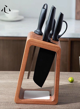 初心刀架置物架厨房刀具收纳架通风菜刀架实木防霉筷笼台面放刀座