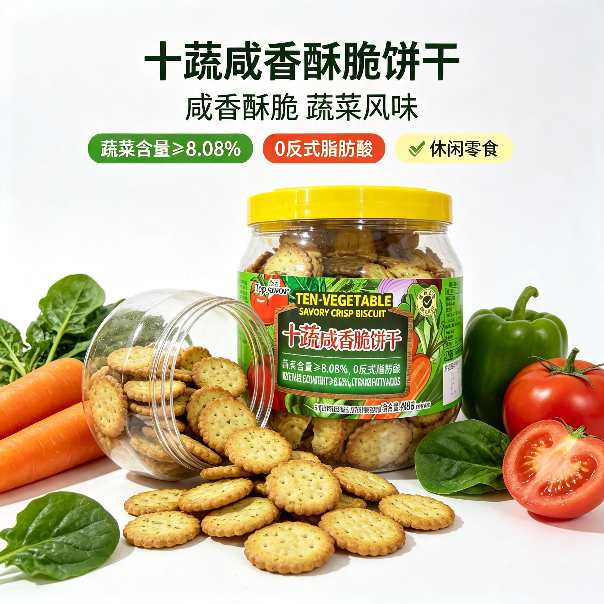金语十蔬咸香脆饼干罐装下午茶