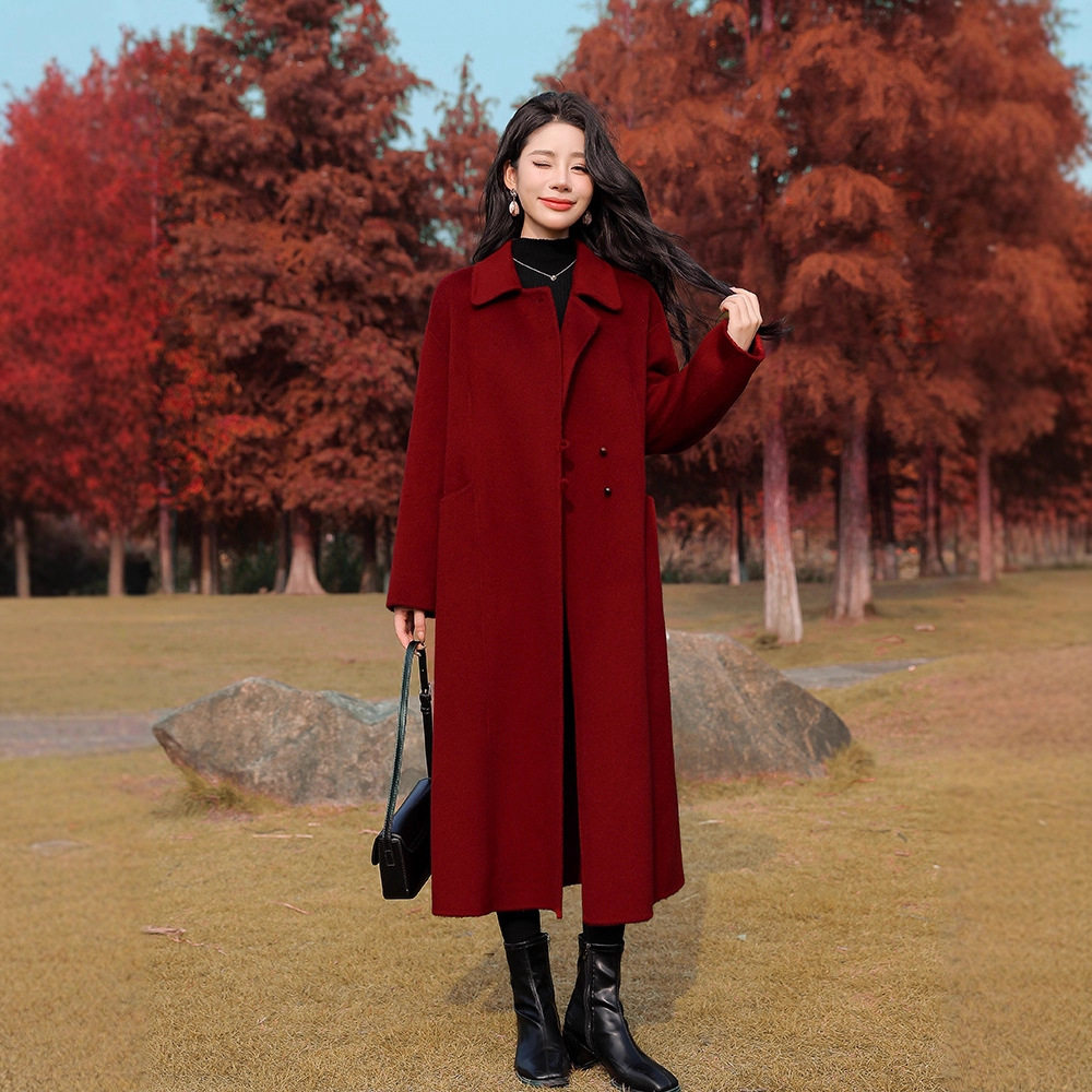 双面羊绒大衣女中长款2025秋冬新款过膝宽松气质羊毛大衣呢子外套