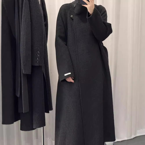 双面羊绒大衣女装新款秋冬季高级感韩版宽松系带加厚羊毛呢外套女