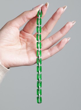 满绿翡翠钻石手链女款方形镶钻18K金闺蜜小众生日礼物手链送女生