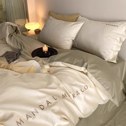 刺绣四件套100支全棉轻奢北欧风