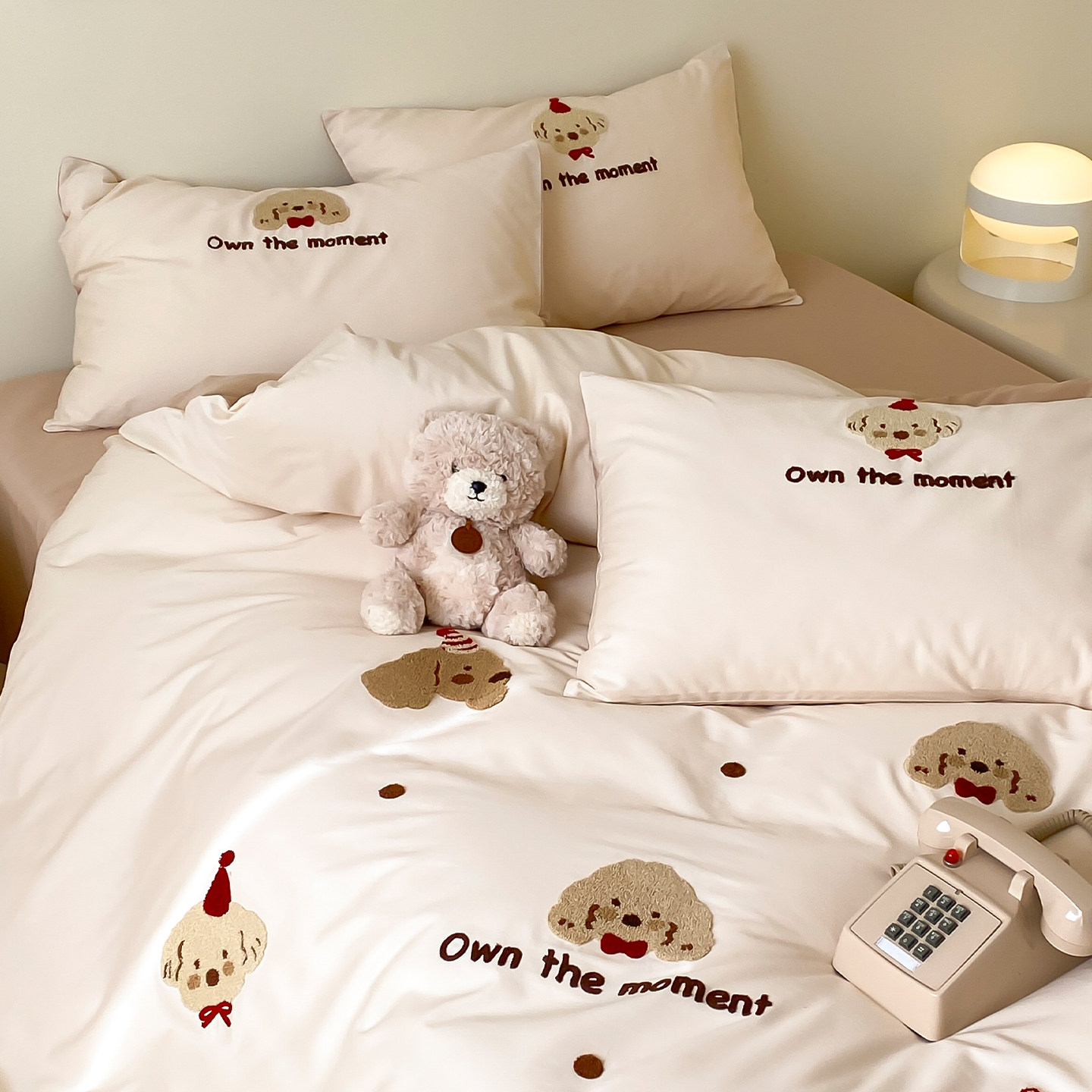 卡通风A类100S长绒棉磨毛四件套萌宠毛巾绣被套纯棉被套儿童床品,床上用品,床品套件/四件套/多件套,淘宝优惠券,粉丝福利购,淘宝优惠卷