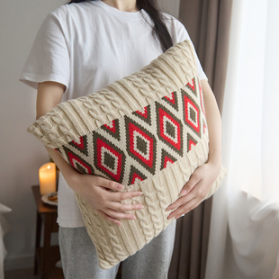 针织抱枕ins靠包现代简约北欧靠垫民宿床头大靠枕简约客厅装 饰品