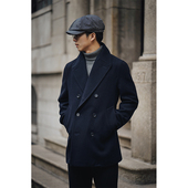 coat双排扣修身 秋冬加厚经典 复古英伦呢大衣pea 翻领羊毛呢外套男