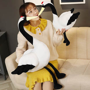 仿真丹顶鹤公仔毛绒玩具仙鹤天鹅玩偶女生床上陪你睡觉抱枕布娃娃