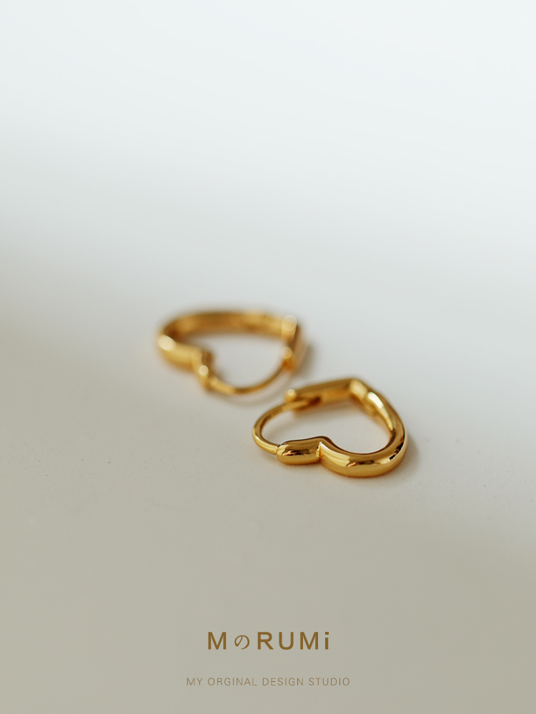 光面立体感爱心耳环桃心形极简约