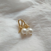 设计感耳环 打结耳钉天然珍珠耳环女 RUMI S925银针雾面个性