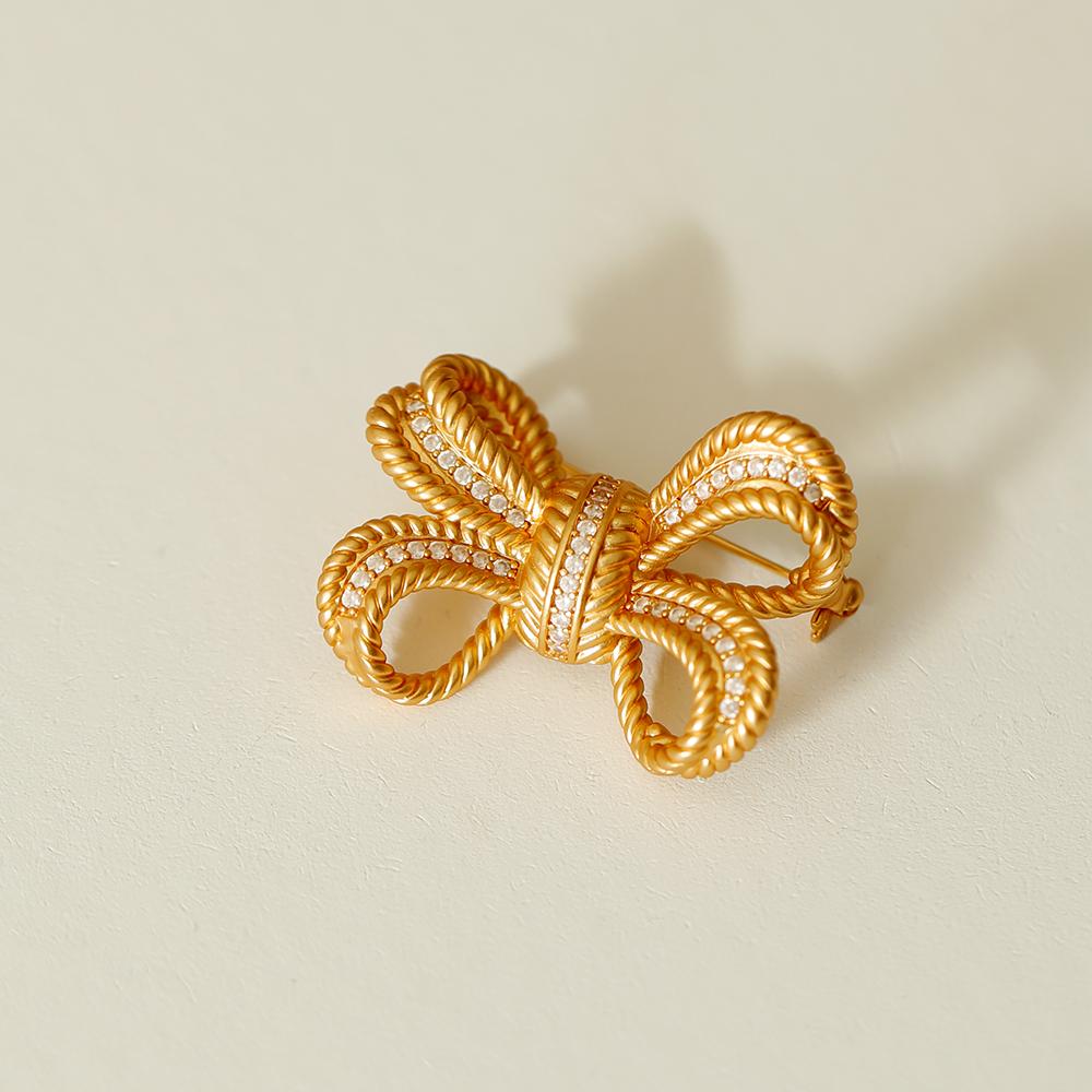 高级感秋冬中古风复古立体蝴蝶结胸针高档女西装大衣胸花大衣配饰