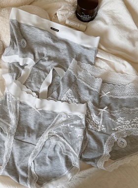 格雷灰色系/200斤胖mm大码莫代尔棉弹力内裤抑菌裆蕾丝花边三角裤