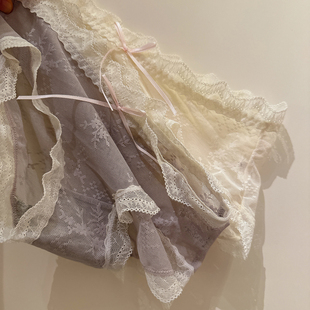 三角裤 法式 可爱中腰薄款 纯欲风高颜值性感蕾丝内裤 女网纱日系款