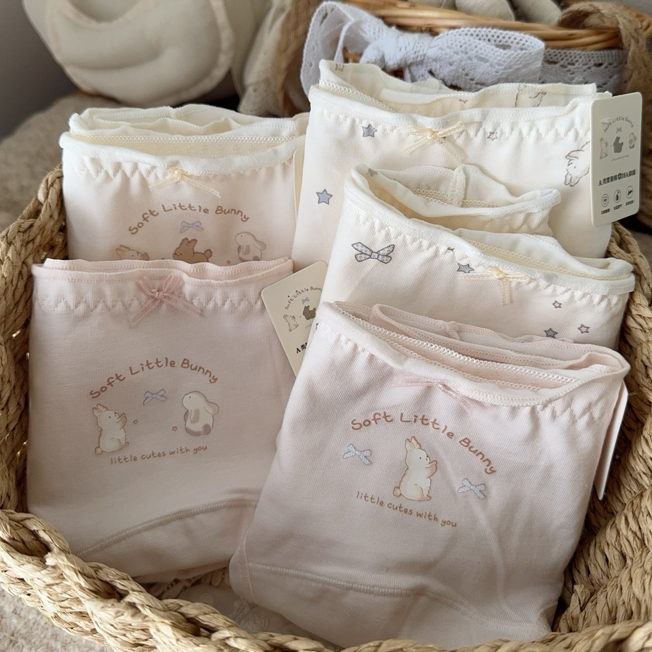 淡粉小兔子A类抑菌少女内裤纯棉