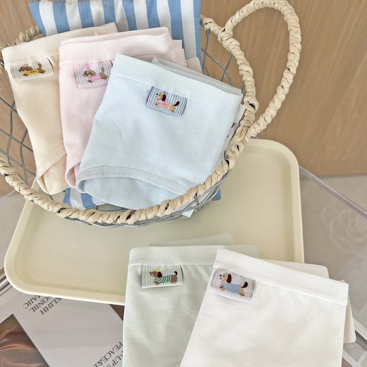 糖果腊肠狗~5条装10A加长裆抗菌抑菌纯棉内裤女生简约无痕三角裤