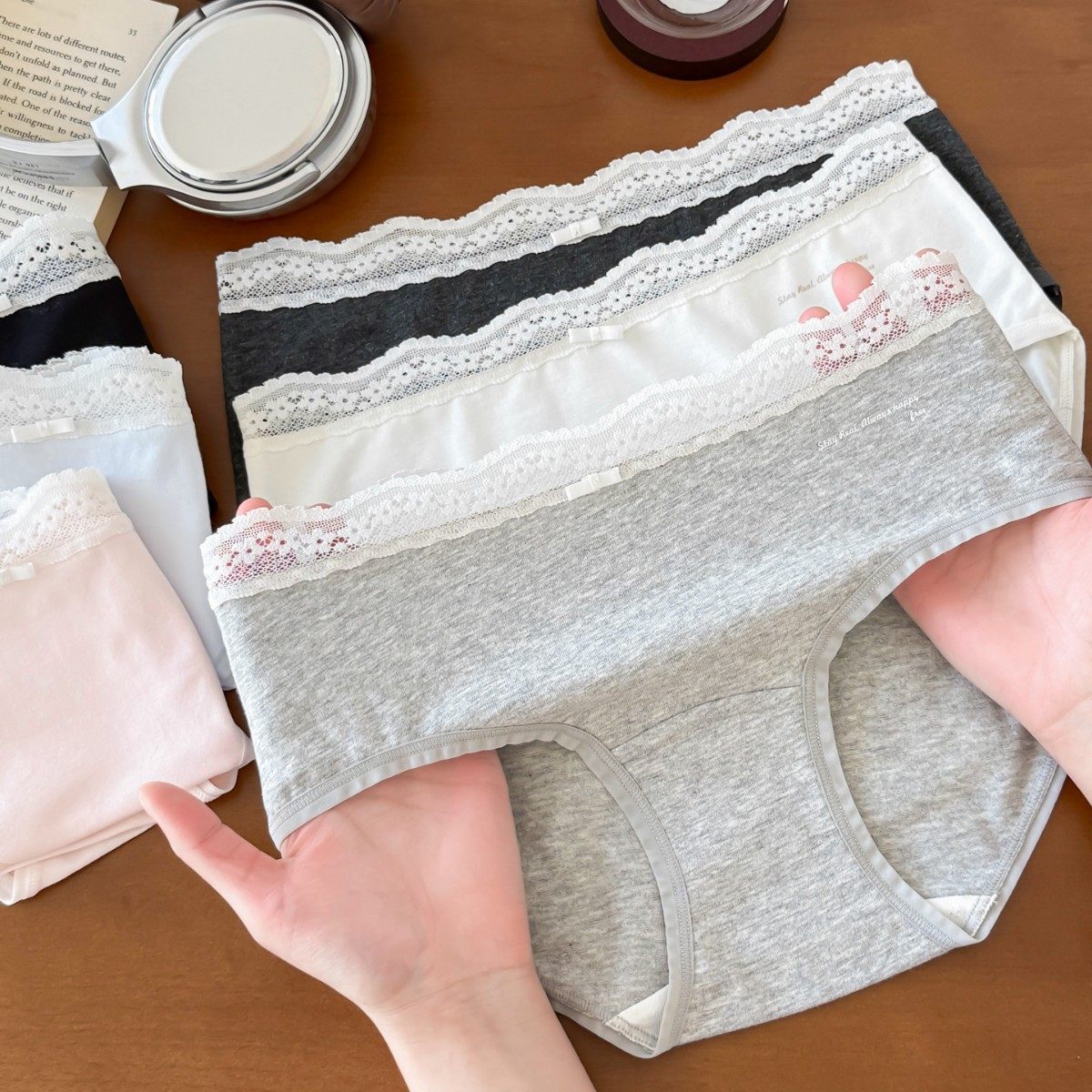 韩风柔美女内裤A类棉蕾丝小纯欲纯棉加长裆少女三角裤10A抑菌舒适