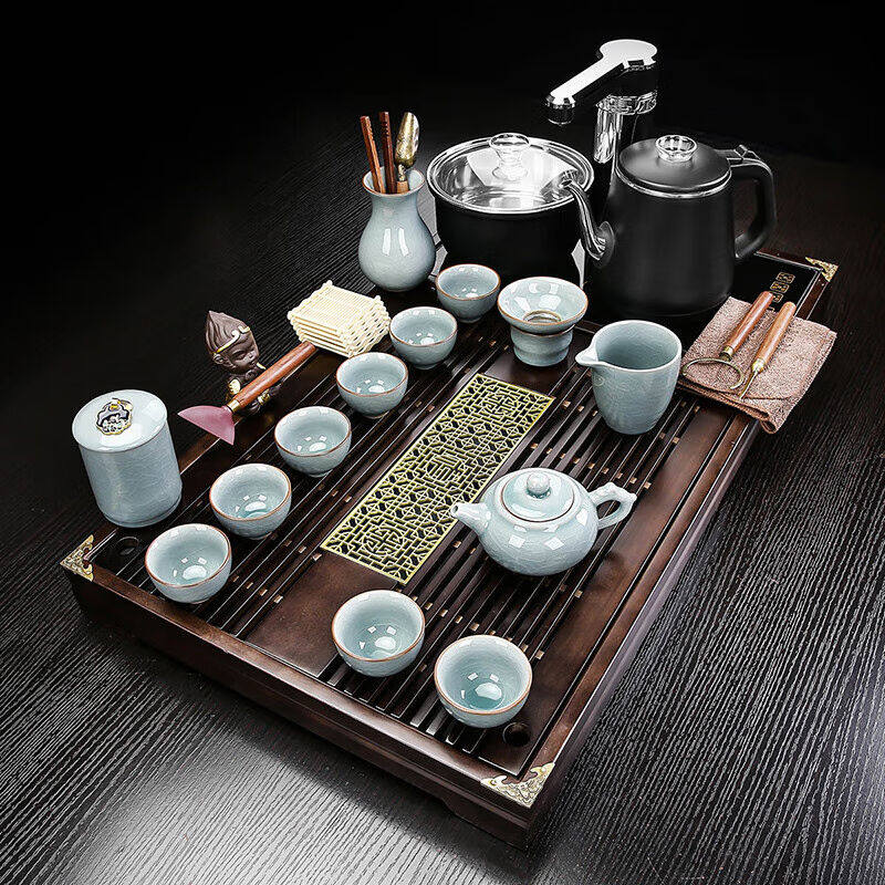 琦轩源功夫茶具烧水壶一体全自动泡茶套装家用茶盘高档茶台实木茶
