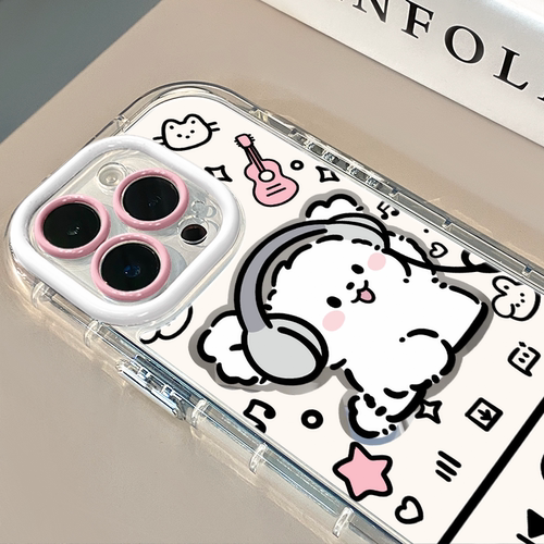 白小狗适用于苹果17pro镜面奶油壳iPhone16手机壳华为p80可爱小米15防摔潮流荣耀保护套mate70小众红米