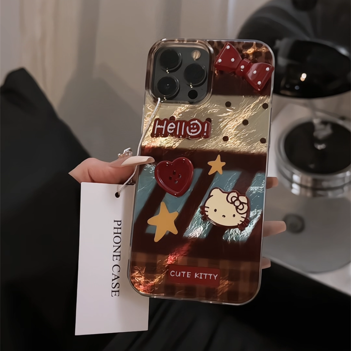 拼接纹kitty适用苹果16pro漩涡IMD手机壳iphone15防摔手机oppo华为p小米15可爱mate70保护套全包小众红米新款