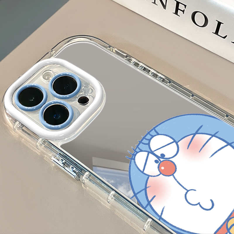 噘嘴蓝胖子适用于苹果16promax镜面奶油壳iPhone15手机壳华为p可爱小米15防摔潮流保护套mate70小众