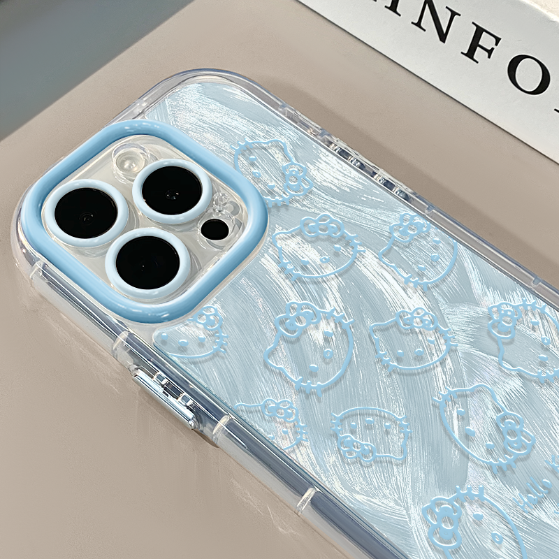 蓝色kitty线条适用苹果17奶油羽纱纹卡通手机壳iphone16可爱华为p创意可爱mate70保护套小众小米15新款,3C数码配件,手机保护套/壳,淘宝优惠券,粉丝福利购,淘宝优惠卷