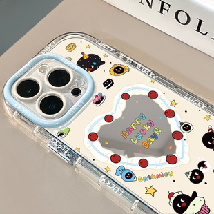 企鵝生日會(huì)鏡面適用于蘋(píng)果16pro華為奶油殼oppo蘋(píng)果15新iPhone14 11promax手機(jī)殼真我紅米小米13pro