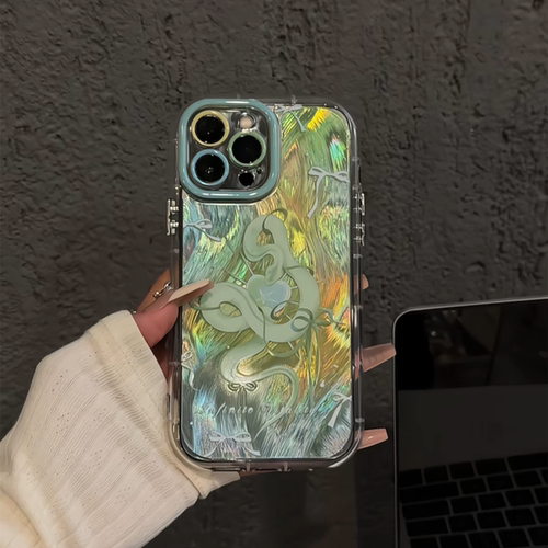 蝴蝶结小蛇适用苹果17pro羽纱奶油卡通手机壳iphone16可爱华为创意简约小米15保护套mate70小众红米k新款