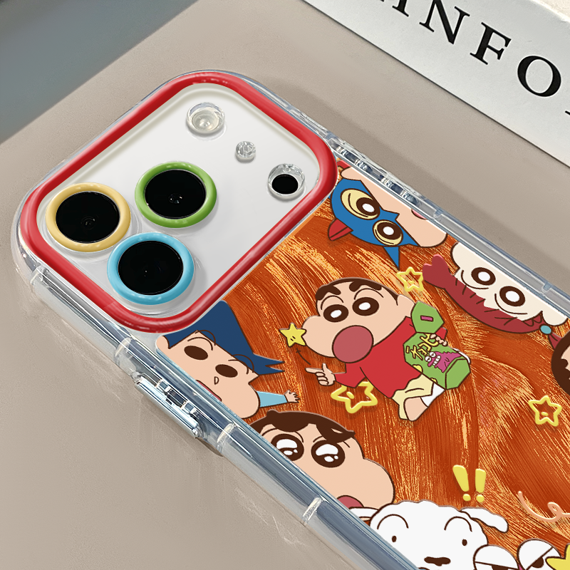 满屏蜡笔小新适用苹果17Pro手机壳简约iphone16promax奶油羽纱oppo可爱华为p80荣耀创意保护套vivo小米15