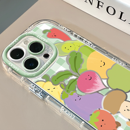 多吃蔬菜镜面适用于16pro华为奶油壳oppo苹果15新iPhone14/12/11promax手机壳真我红米小米13pro/u