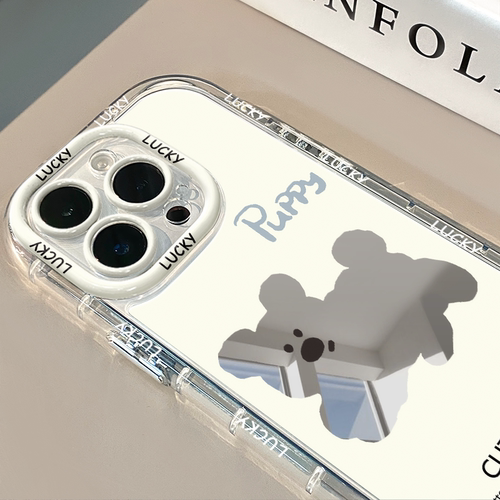 镂空puppy镜面适用于17pro华为奶油壳oppo苹果16新iPhone14/13/12promax手机壳真我红米小米13pro/ultra