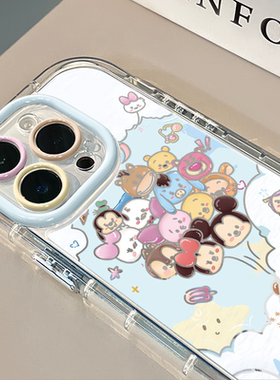 迪士尼玩偶气球适用于苹果17Pro镜面奶油壳iPhone16Promax手机壳华为p80可爱小米15防摔荣耀mate70小众红米