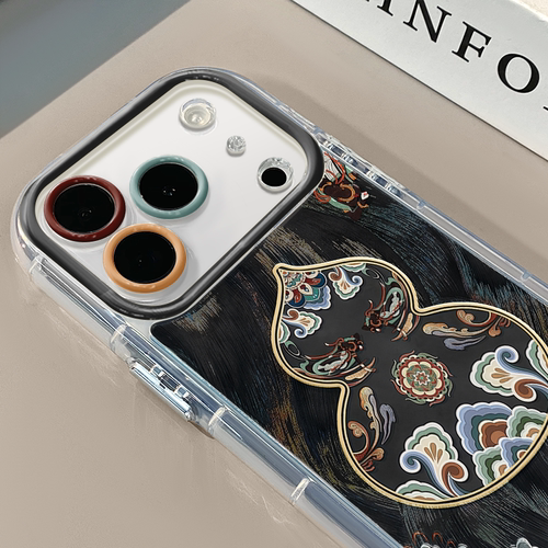 敦煌葫芦灰黑色适用苹果17Pro手机壳简约iphone16promax奶油羽纱oppo可爱华为p80荣耀创意保护套vivo小米15
