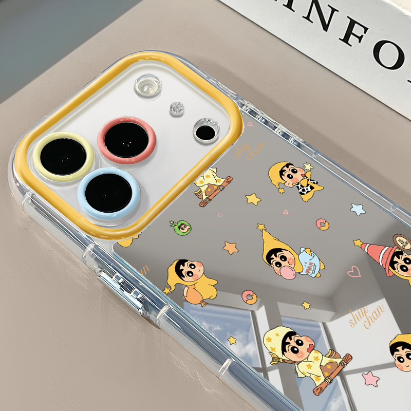 星星人小新适用于苹果17Pro镜面奶油壳16Promax手机壳华为p80可爱小米17防摔荣耀mate70小众红米