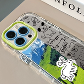 大自然线条动物镜面适用苹果17promax华为奶油oppo苹果16新iPhone14 11promax手机壳真我红米小米13pro