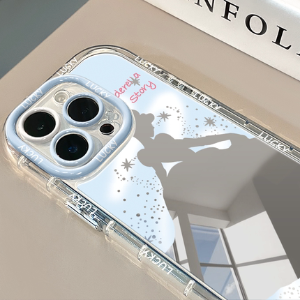 ins简约小清新公主镜面适用于华为奶油壳oppo苹果15新iPhone16/12/11promax手机壳真我红米小米13pro/ultra