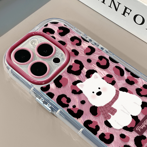 豹纹西高地适用苹果17Pro手机壳简约iphone16promax奶油羽纱oppo可爱华为p80荣耀创意保护套vivo小米15