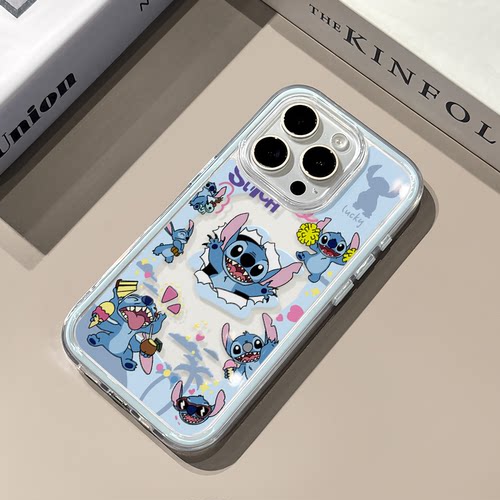 满屏史迪仔适用苹果17promax手机壳iPhone16三合一炫彩华为mate70保护套oppo荣耀200创意小米15
