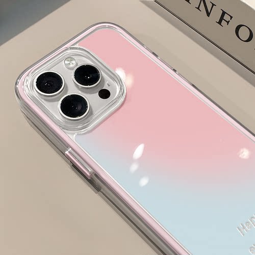 粉蓝渐变适用苹果17promax手机壳iPhone16三合一炫彩华为mate70保护套oppo荣耀200创意小米15