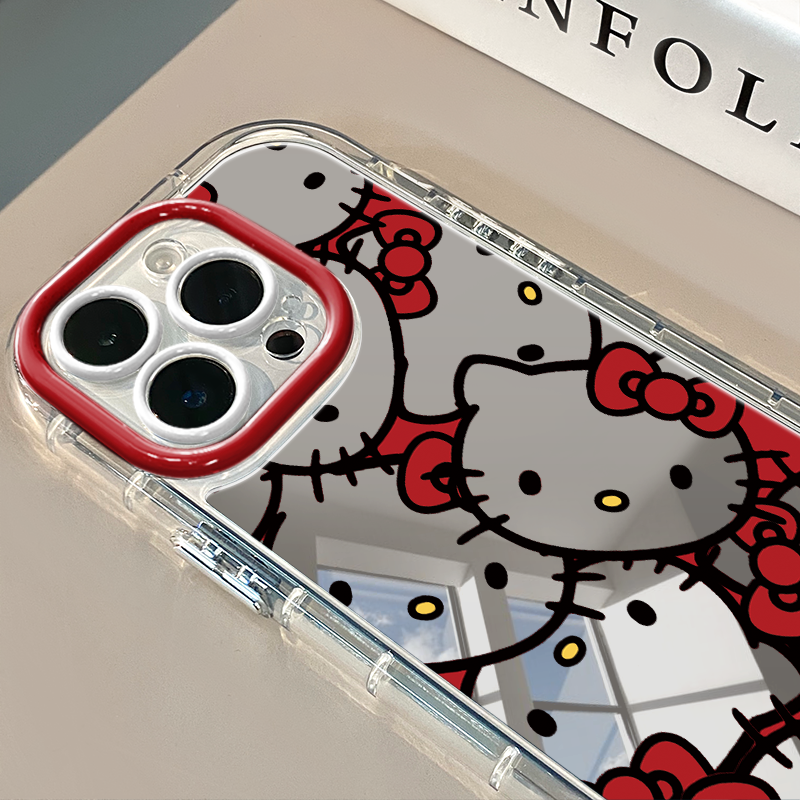 蝴蝶结kitty头像适用于苹果17promax镜面奶油壳iPhone16手机壳华为p可爱小米15防摔保护套mate70小众新款