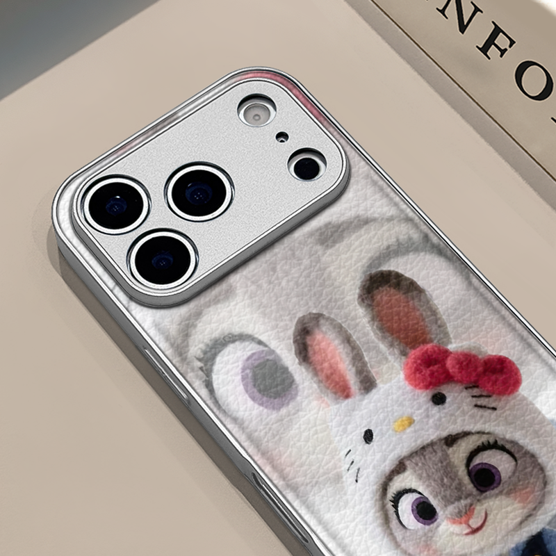 朱迪与KT适用苹果17pro手机壳16pm金属鼓状皮纹华为p80防摔可爱mate70保护套荣耀oppo防摔小米