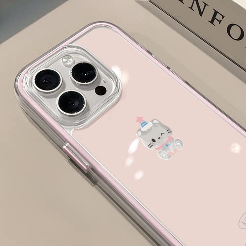 粉色星星小猫适用苹果17promax手机壳iPhone16三合一炫彩15小众华为mate70保护套oppo荣耀200新款创意小米15