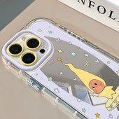 紫色长帽玩偶适用于苹果17promax镜面奶油壳iPhone16手机壳华为p80可爱小米15防摔荣耀保护套mate70小众红米