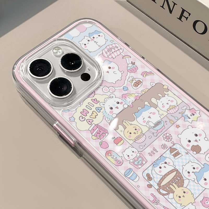 格纹甜品吉伊卡哇适用苹果16pro手机壳iPhone15三合一炫彩可爱14小众华为mate70保护套OPPO荣耀200新款小米