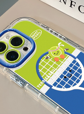 撞色网球拍镜面适用于华为奶油壳oppo苹果15新iPhone16promax/12/11promax手机壳真我红米小米13pro/u