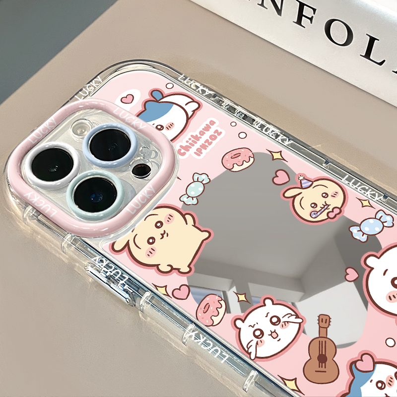 搞怪吉伊卡哇镜面适用于苹果16pro华为奶油壳oppo苹果15新iPhone14/12/11promax手机壳红米小米13pro/u