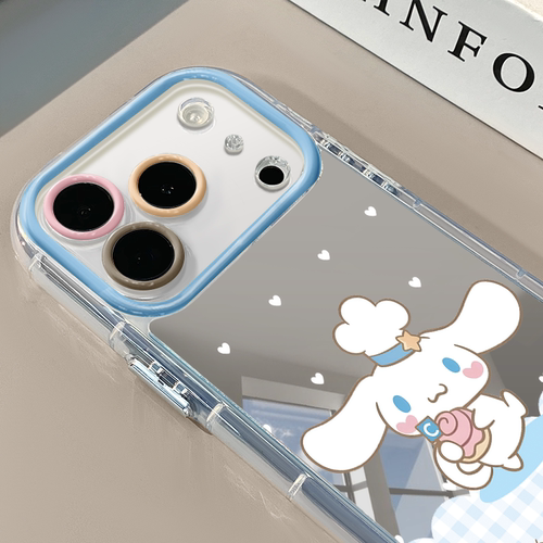 爱心格纹小狗适用华为 PuraXView苹果18Promax手机壳17Pro镜面奶油华为p90pro可爱小米18防摔荣耀小众红米