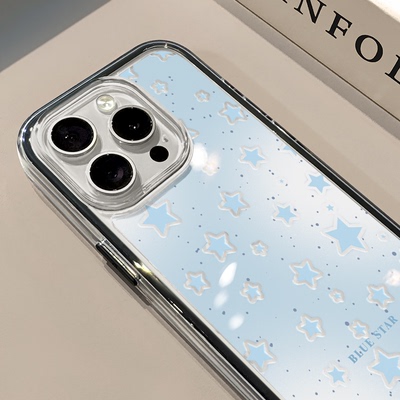 泼墨蓝星星适用苹果17promax手机壳iPhone16三合一炫彩华为mate70保护套oppo荣耀200创意小米15