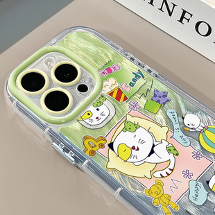 猫咪小怪适用苹果17奶油羽纱纹卡通手机壳iphone16可爱华为p创意可爱mate70保护套小众小米15新款