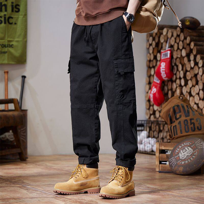 工装裤男款2025新款宽松直筒长裤卡其色工作耐磨冲锋休闲裤子日系