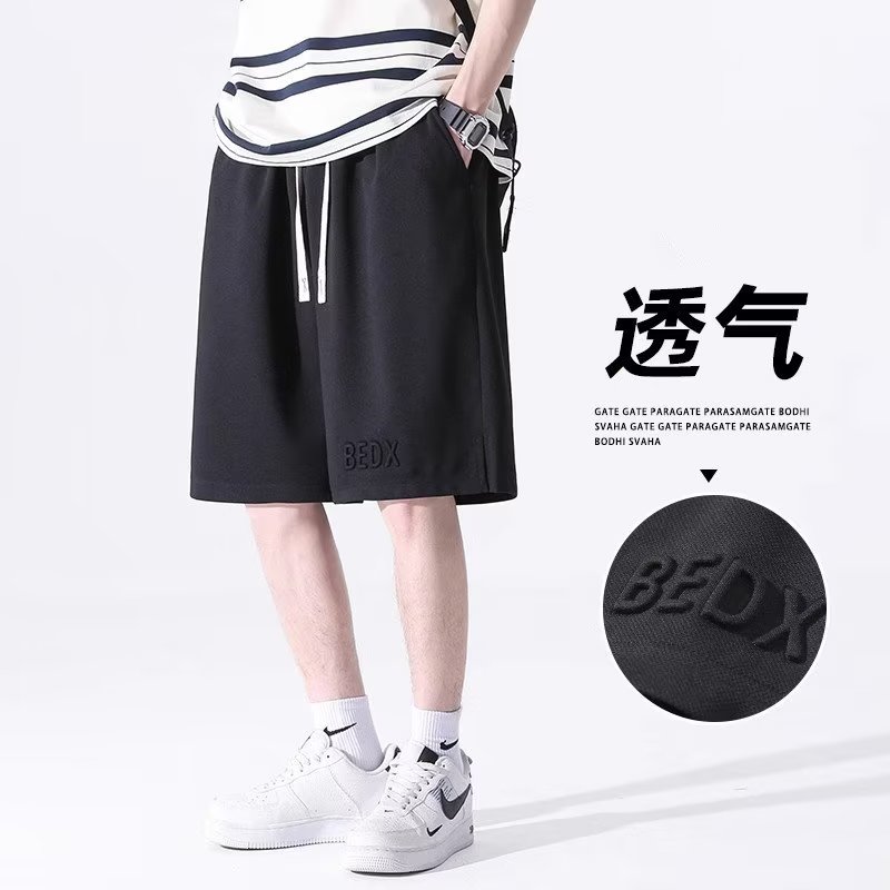 港风简约夏天短裤男士潮牌宽松直筒运动裤夏季薄款休闲五分裤子潮