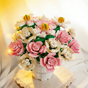 2026新款 永生花束玫瑰花积木花桶女生高级感送女友闺蜜情人节礼物